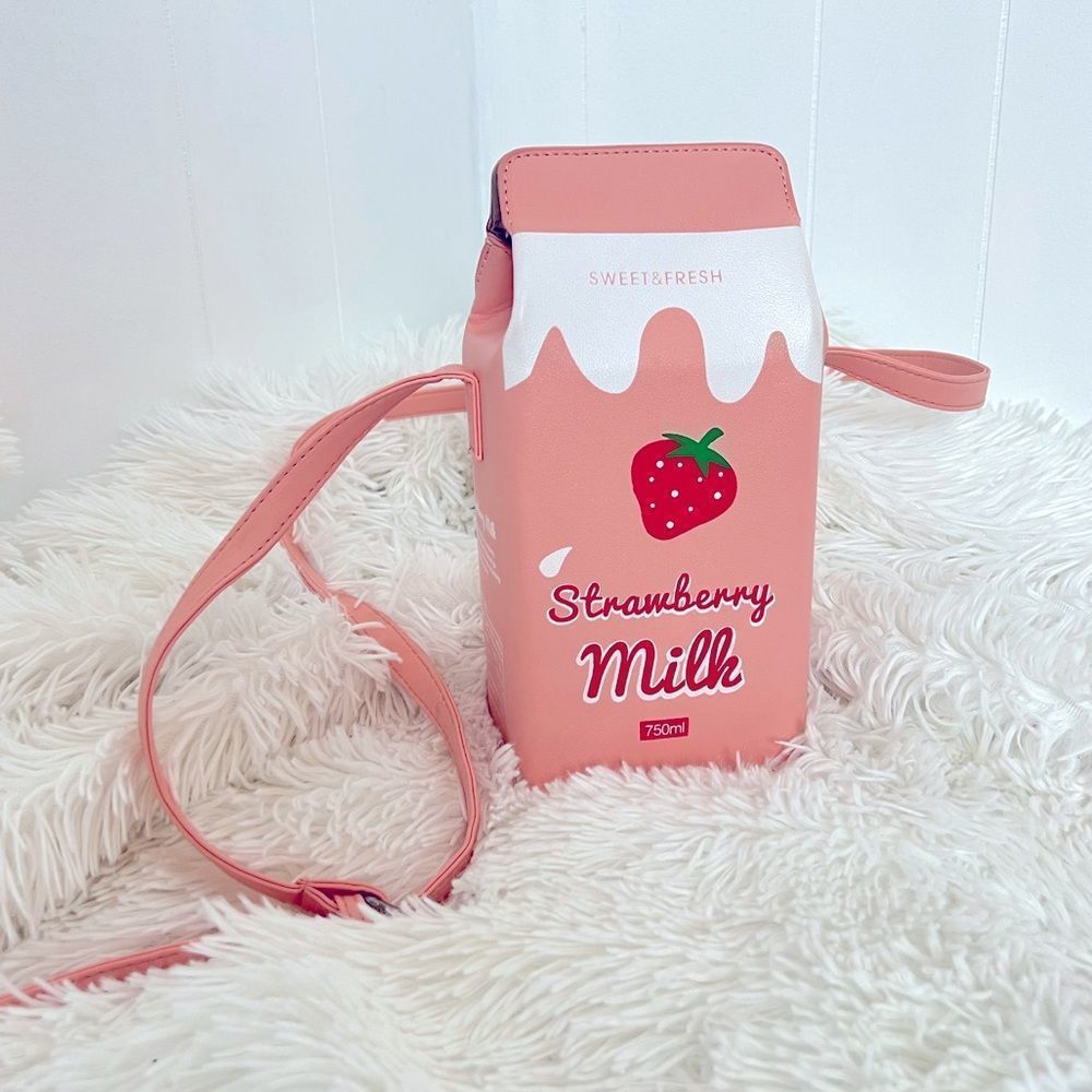 Boutique Strawberry Milk Carton Mini Purse - Picture 2 of 12